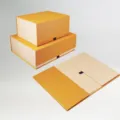 Boites cadeaux pliables avec fermeture magnetique emballage orange et beige pour vetements - 34.5*26.5*16.7cm / Jaune Orangé