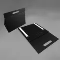 Caja de regalo triangular plegable negra en detalle, mostrando versiones montadas y planas. - Pequeño (20x9x14cm) / Negro