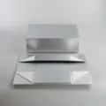 Silberne magnetische Faltschachtel Verpackungslösung für Luxusgeschenke und Weinlagerung. - Außendurchmesser: 35x21x11,3cm / Silber