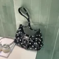 Bolso de hombro hobo con lunares estilo coreano otoño nuevo minimalista bolso casual - Negro