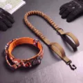 Conjunto de collar y correa elástica táctica para perros, resistente para adiestramiento. - Camuflaje Naranja (Conjunto de Collar y Correa)