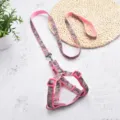 Pink camouflage dog harness and leash set, durable pet walking supplies for daily outdoor use. - Pink