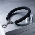 Stainless steel dog training chain collar with black padded comfort sleeve variant - Neck Protection Stainless Steel Collar