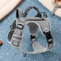 Tactical Dog Harness Escape Proof Adjustable Mesh Vest for Medium Large Dogs Grey - Gray Tactical Vest (Harness Only)