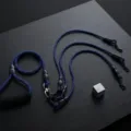 Blue braided multi-dog leash anti-tangle 3-way pet leash with metal clasps for dogs. - Triple 3-Pet / Blue