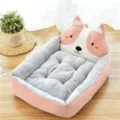 Cute cartoon pet bed with soft plush lining, pink and grey cozy dog cat sleeping pad for home. - 50cm (Pets under 2.5kg) / Rubber Red Akita