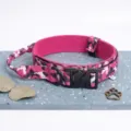 Collar de perro táctico de camuflaje rosa XL, collar de adiestramiento resistente con asa. - Camuflaje Rosa Fucsia (Collar Táctico)