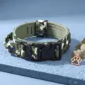 Collier de perro táctico de camuflaje duradero con hebilla de metal resistente para mascotas grandes. - Camuflaje Verde (Collar Táctico)
