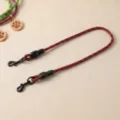 Braided double head dog leash for walking two pets securely with durable metal clasps. - Auxiliary Rope / Red