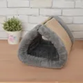 Cozy plush pet bed cave tent for cats and small dogs, washable four seasons sleeping bag house. - 90cm*55cm / Grid Gray