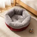 Cozy round pet bed with soft plush interior and corduroy exterior, perfect for cats and small dogs. - S (Recommended for small pets) / Gray