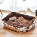 Cozy plush pet bed set with soft cushion and bone pillow for small medium dogs and cats indoor - XXS-45*31cm / Arctic Velvet Coffee 4-Piece Set