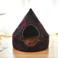 Enclosed pet bed cat house warm washable cave for small dogs and cats four seasons use SKU. - M (Recommended for 10 lbs cat / 7 lbs dog) / Fuschia