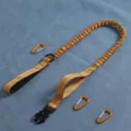 Correa para perro elástica táctica con asas y mosquetones para pasear al aire libre, caqui - Correa Cúrcuma (Talla Única Bungee)