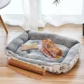 Cozy grey pet dog bed with mat and blanket, warm soft cat sleeping bed for small dogs. - XXS-45*31cm / Arctic Velvet Gray 4-Piece Set