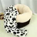 Plush Cat Bed with Cow Print Blanket Warm Pet Nest Sleeping Bag Variant Design SKU - Off-White (with Blanket)