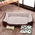Ensemble de lit pour animal de compagnie en peluche avec oreiller os et couverture. - Beige (Couverture + Oreiller Os)