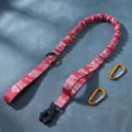 Correa de perro elástica a cuadros rosa con hebilla táctica y mosquetones - Correa Camuflaje Rosa (Talla Única Bungee)