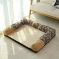 Comfortable plush pet dog bed sofa with removable washable cover for small and medium dogs. - S--55cm / Three-Sided Coffee Denim
