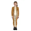 Kids leopard print cosplay bodysuit, animal series digital printed stage performance jumpsuit. - T108-1022
