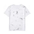 Herren Kurzarm T-Shirt mit grauem Batik Muster und coolem Brustdruck Grafik Sommer Mode Top - M / Weiß