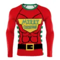 Herren Weihnachten 3D Muskel Langarm Kompression Shirt Fitness Sport Oberteil Neu - S / B137-145