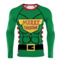 Weihnachten 3D gedruckt Muskel Langarm Kompression Shirt Herren Fitness Sportbekleidung - S / B137-146