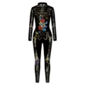 Tag der Toten Skelett 3D Digitaldruck Jumpsuit goldene Blumen Knochen Edelstein Body Damen - S / Jumpsuits / Rosen-Totenkopf