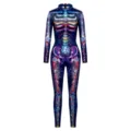 Colorful Skeleton Print Jumpsuit Halloween Cosplay Bodysuit Party Costume Variant - Starry Gem Skeleton