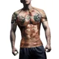 T-shirt de Compression Manches Courtes 3D Muscle Tatouage Fitness Sport Entraînement Homme - T-shirts