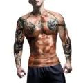 T-shirt de compression tatouage muscle 3D homme haut de sport fitness entrainement - S / Manches longues