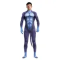 Blaues Tier Cosplay Kostüm Ganzkörper Zentai Anzug Digitaldruck Stretch Jumpsuit - S / Dunkelblau