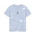 Herren lässiges Sommer Kurzarm T-Shirt mit stilvollem gebleichten Tinten-Druck-Design. - M / Nebelblau