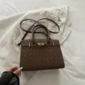 Borsa a mano trapuntata marrone tracolla elegante borsa a spalla da donna stile casual quotidiano. - Marrone