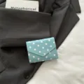 Portafoglio donna a pois stile coreano classico, superficie liscia resistente all'usura, elegante. - Blu