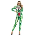 3D Digitaldruck Halloween Cosplay Body für Damen, gruseliger Augen Mund Print Langarm Jumpsuit. - S / B142-215