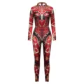 Halloween 3D Digitaldruck langarm Body, gruseliges Totenkopf Kostüm Jumpsuit Variante. - S / Rot-Schwarz Biomechanisch
