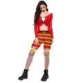Weihnachten Damen Langarm rot grün gestreift bedruckt schmale Passform Kostüm Jumpsuit. - S / Jumpsuits / Rot und Grün
