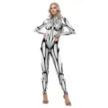 Langarm Rundhalsausschnitt Ganzkörper bedruckter Jumpsuit für Damen, abstrakte Cosplay Kostüm. - S / Geometrischer Druck (B142-548)