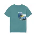 Herren Kurzarm T-shirt mit künstlerischem Brustdruck, schmale Passform Sommershirt. - M / Grün