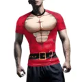 Herren Digitaldruck Muskel Kompression Fitness T-Shirt atmungsaktives Oberteil neu - S / Kurzarm-Stil