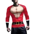 Herren Weihnachten Muskel 3D Druck Kompressionsshirt Langarm Fitness Sport Oberteil - S / Langarm-Stil