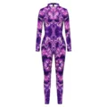 Damen Mode digital bedruckter langarm Stehkragen Jumpsuit Party Clubwear Outfit - S / B142-388