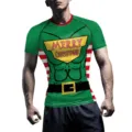Homme Noël Muscle Compression T-Shirt Manches Courtes Séchage Rapide Sport Fitness - T-shirts