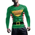 T-shirt de compression de muscle d'elfe de Noël pour hommes à manches longues fitness - S / Manches longues