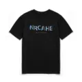 Herren schwarzes Kurzarm T-Shirt mit stylischem Grafikprint, lässiges slim fit Sommertop. - M / Schwarz