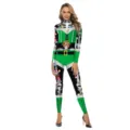 Christmas skeleton elf printed long sleeve tight jumpsuit, festive party costume for women. - SB142-004
