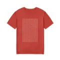 Herren rotes Kurzarm T-Shirt mit weißem geometrischem Grafikdruck lässiges Sommer Oberteil - M / Orangerot