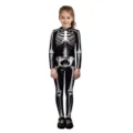 Kinder Halloween Skelett Druck Langarm Jumpsuit Kostüm für Party Bühnenaufführung - S / Weißes Skelett Stil (T108-1024)