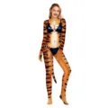 3D Tiger Muster Cosplay Ganzkörperanzug Bodysuit mit Schwanz für Bühnenperformance - S / B273-1018 (Damen)